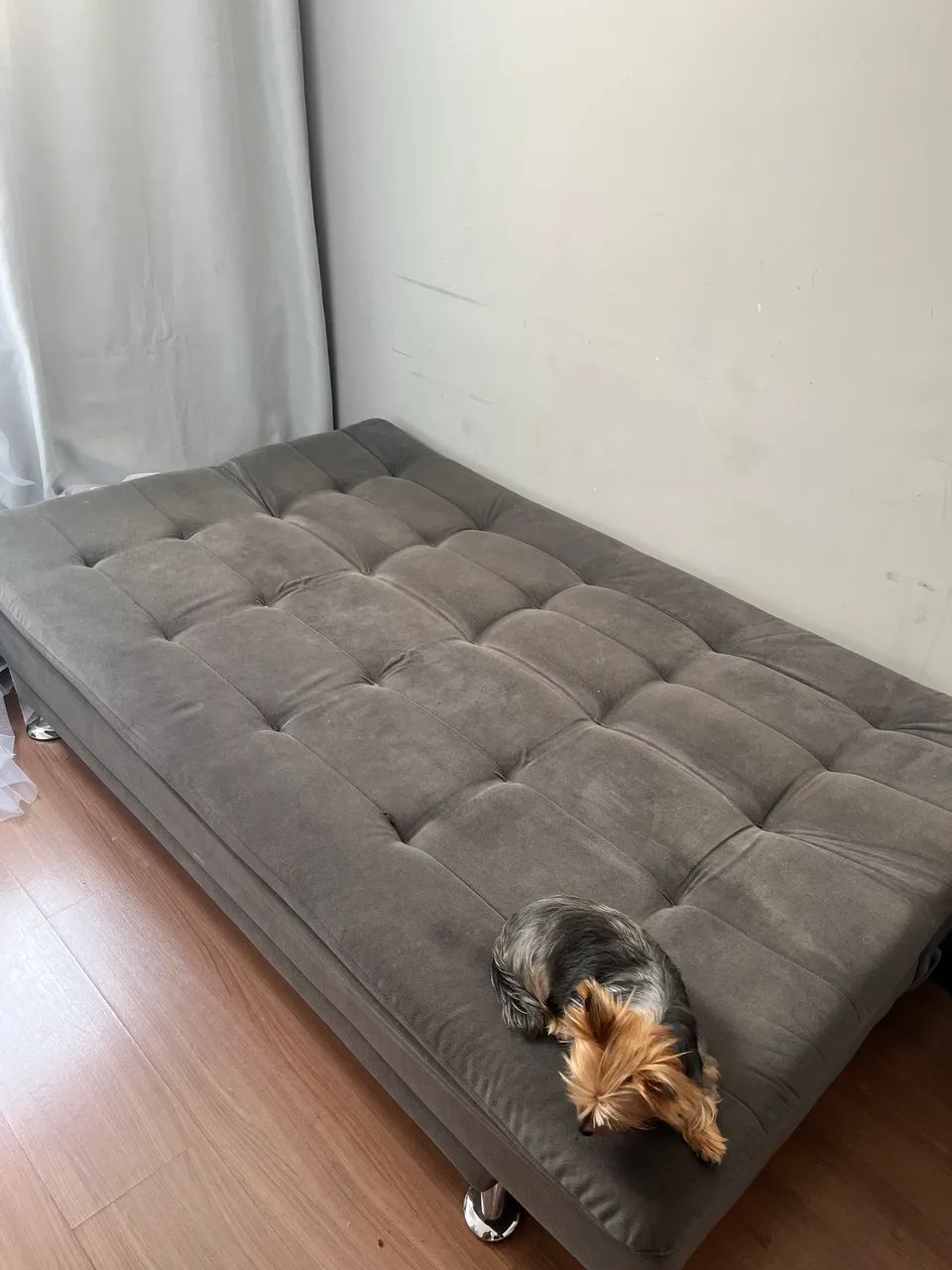 Sofá-cama 3 Lugares Casal Premium Suede Cinza - Foto 3