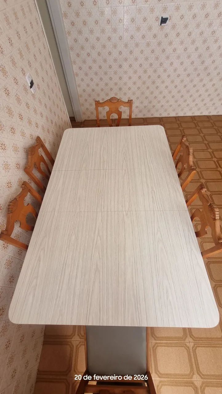 Mesa retrô de cozinha em madeira maciça marfim - Foto 3