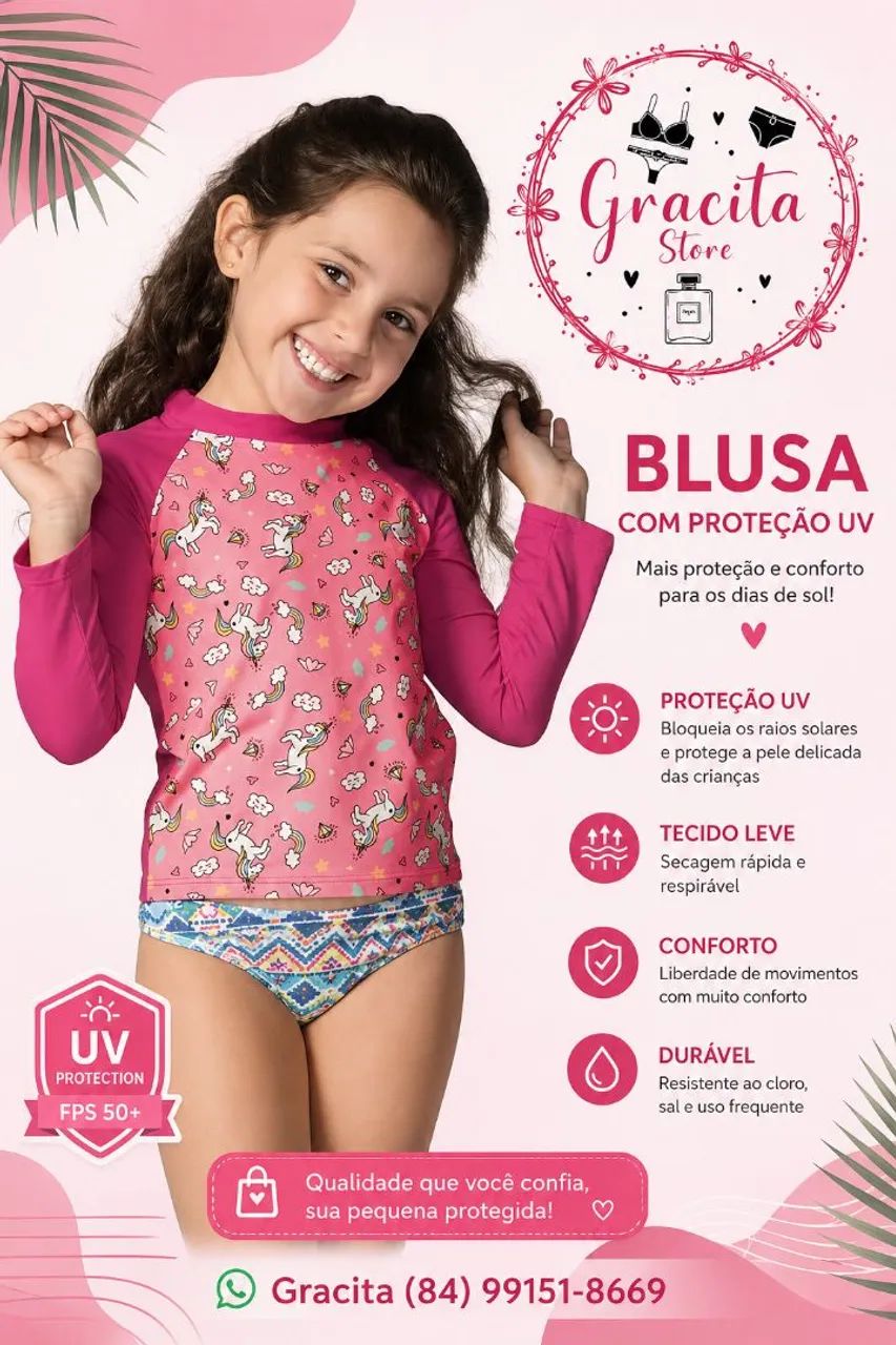 Blusa com Proteção  UV Menina 