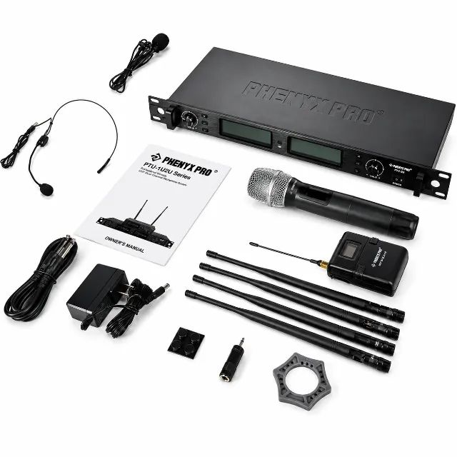 MICROFONE SEM FIO DUPLO PTU-2U PHENYX PRO - Foto 4
