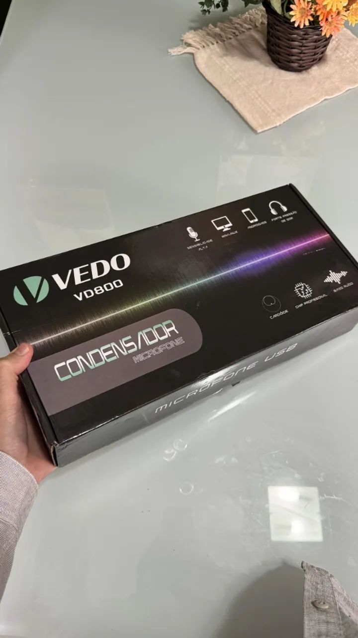 Microfone condensador VEDO VD800 USB kit braço e pop filter - Foto 3