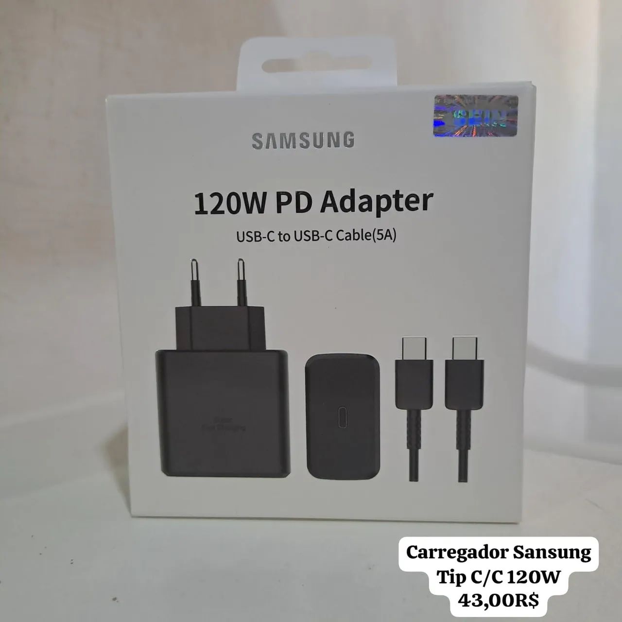 Carregador Turbo Samsung Tip C 120W.