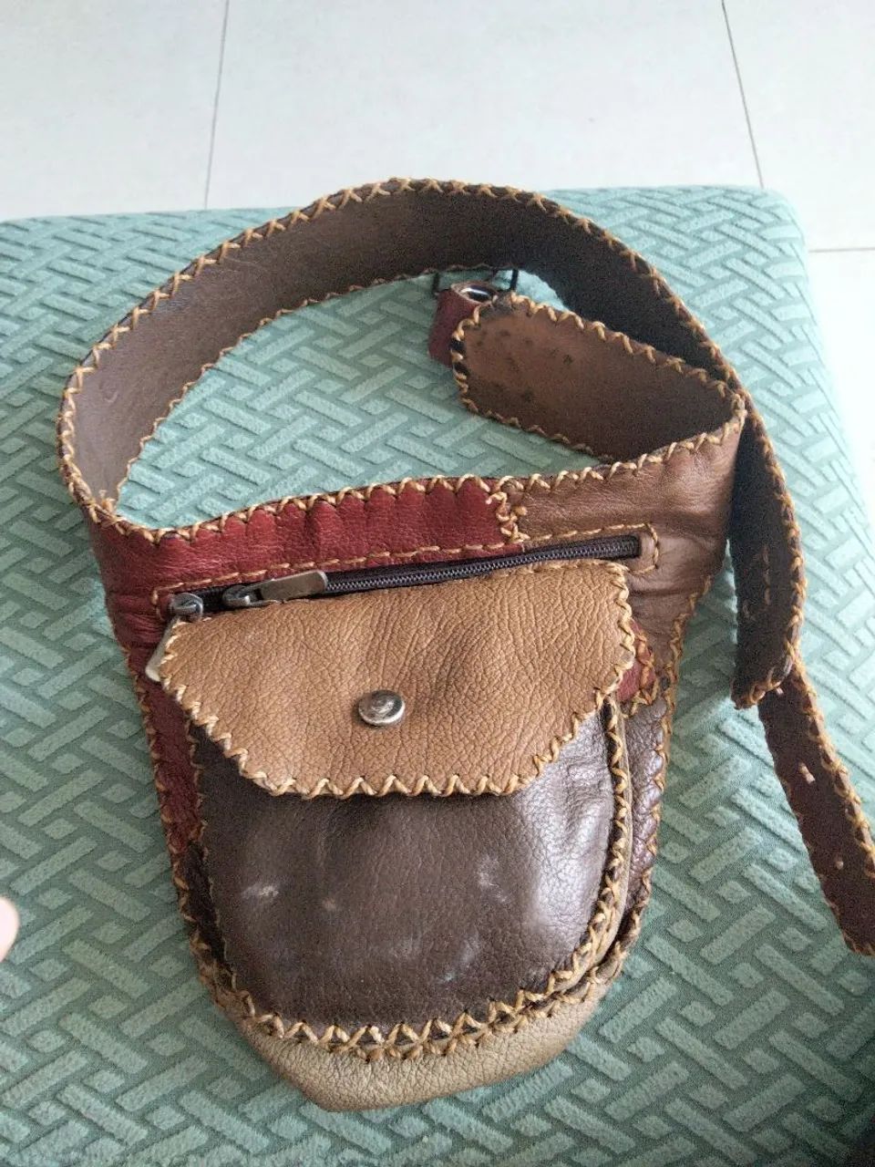 Cartucheira de Couro 2 Bolsos