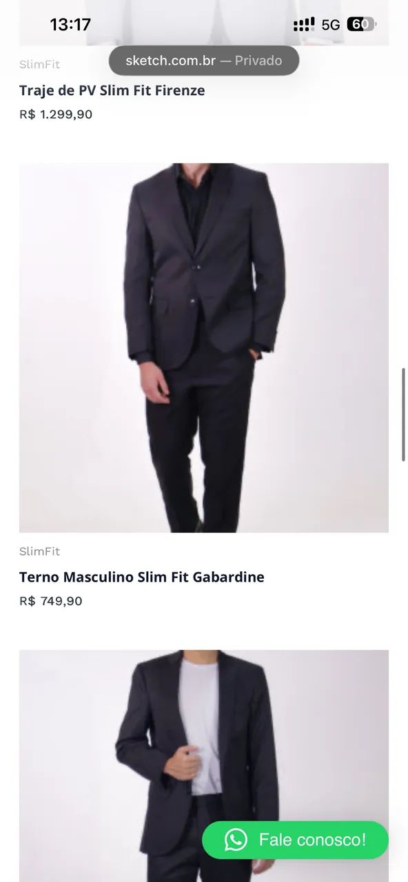 Terno Sketch Slim Blazer 46/Calça 40