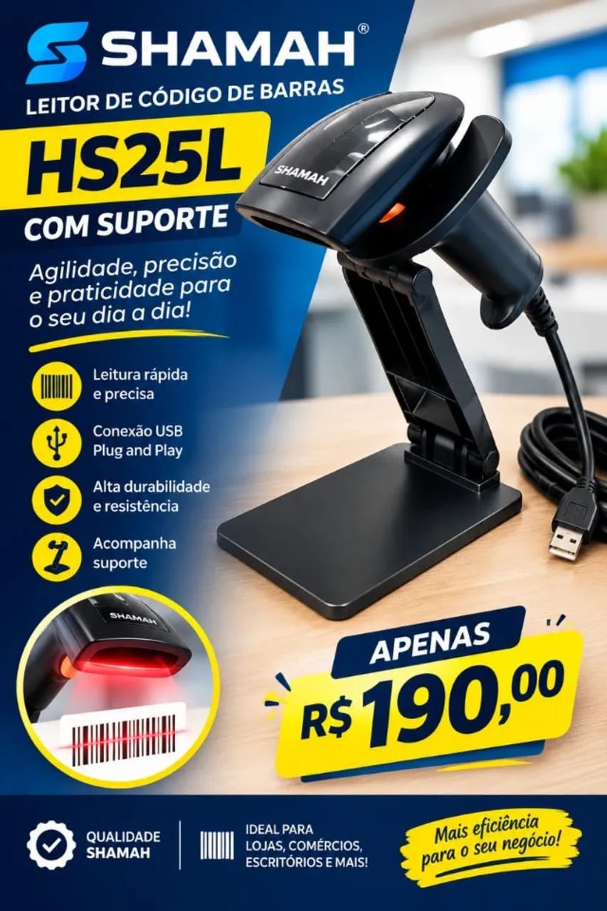 leitor codigo de barras shamah hs25l zero