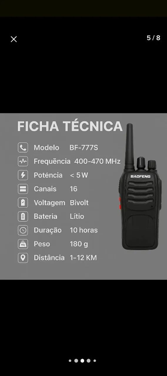 Rádio de comunicação duas unidades baofeng 777s - Foto 5