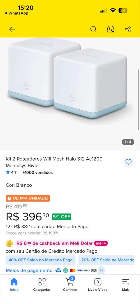 Roteadores Mercusys s12 Mesh Ac1200 - Foto 4