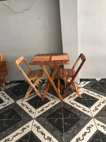 Mesas de madeira com 4 cadeiras para lanchonetes 