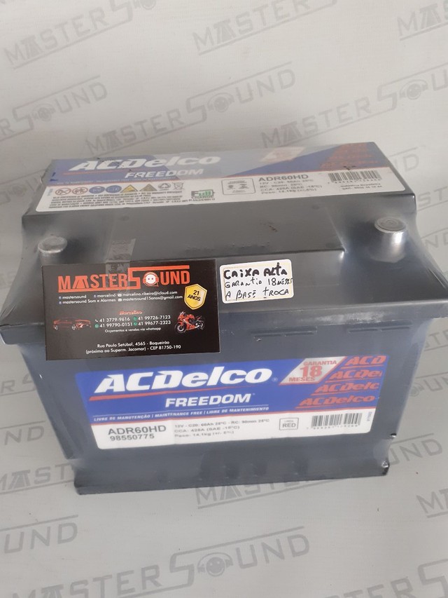 Bateria. ACDelco. 60amperes. Cx alta. A base de troca. Garantia 18 meses. Nova. 