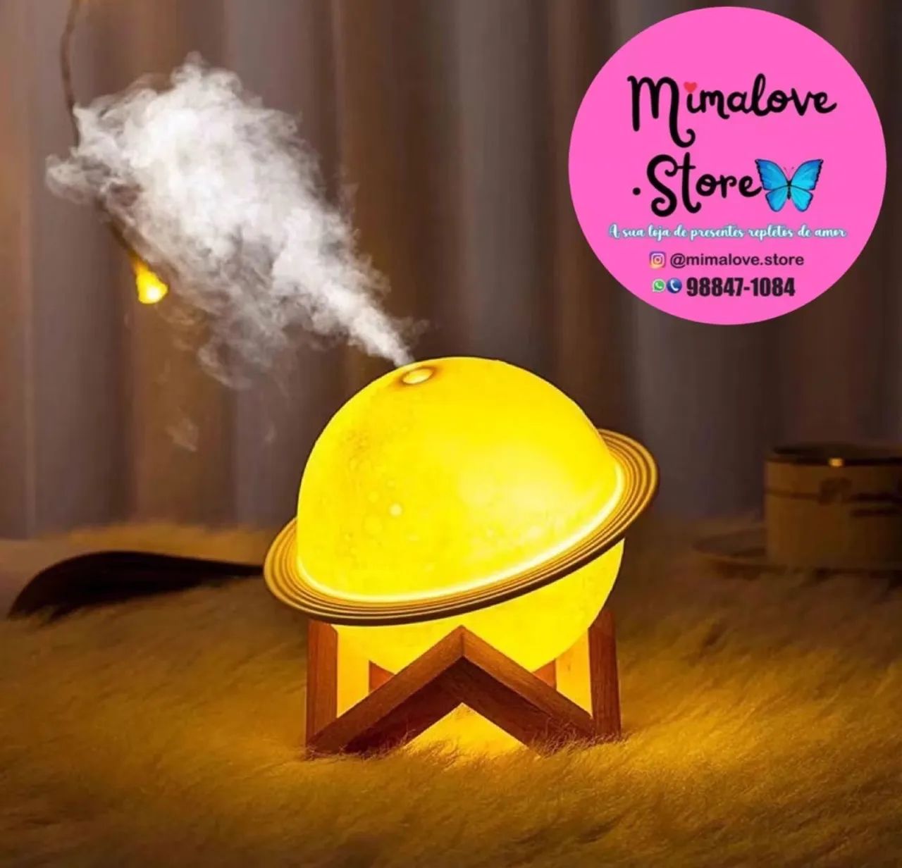 Luminária Umidificador Lua Saturno Planeta 3D