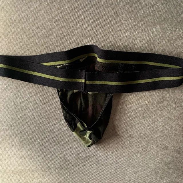 Cueca Jockstrap masculina transparente com estampa tamanho M - Foto 2