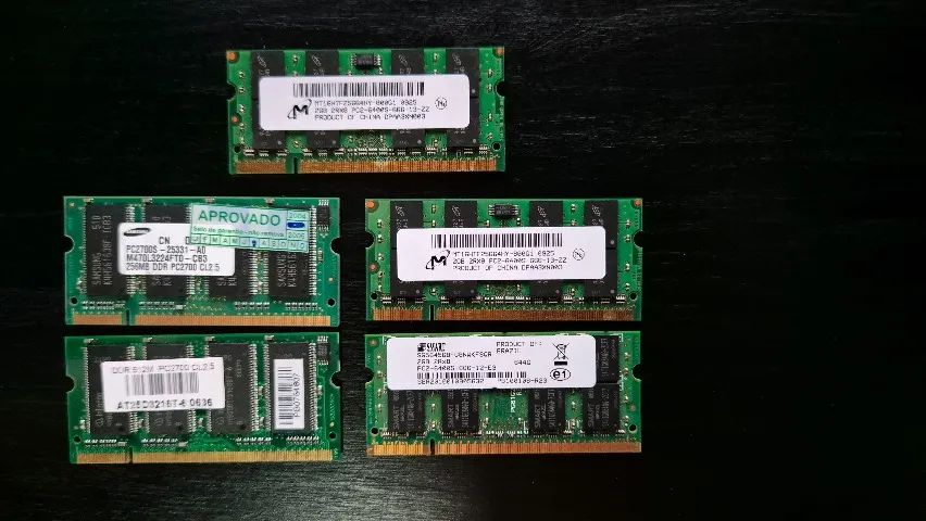 Pentes de Memória Ddr2 para Notebook - 2GB 512MB e 256MB