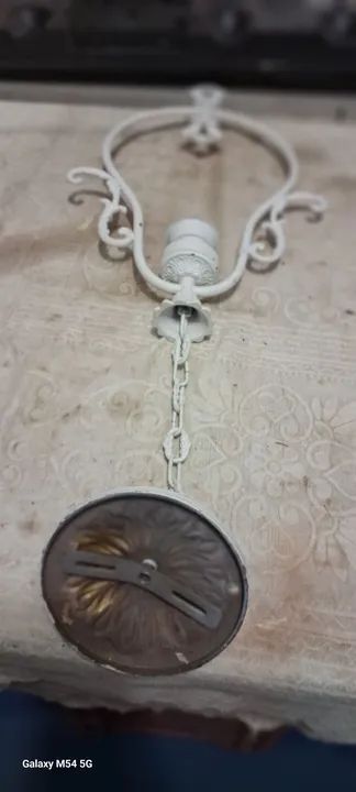 Lustre antigo de metal branco - Foto 4