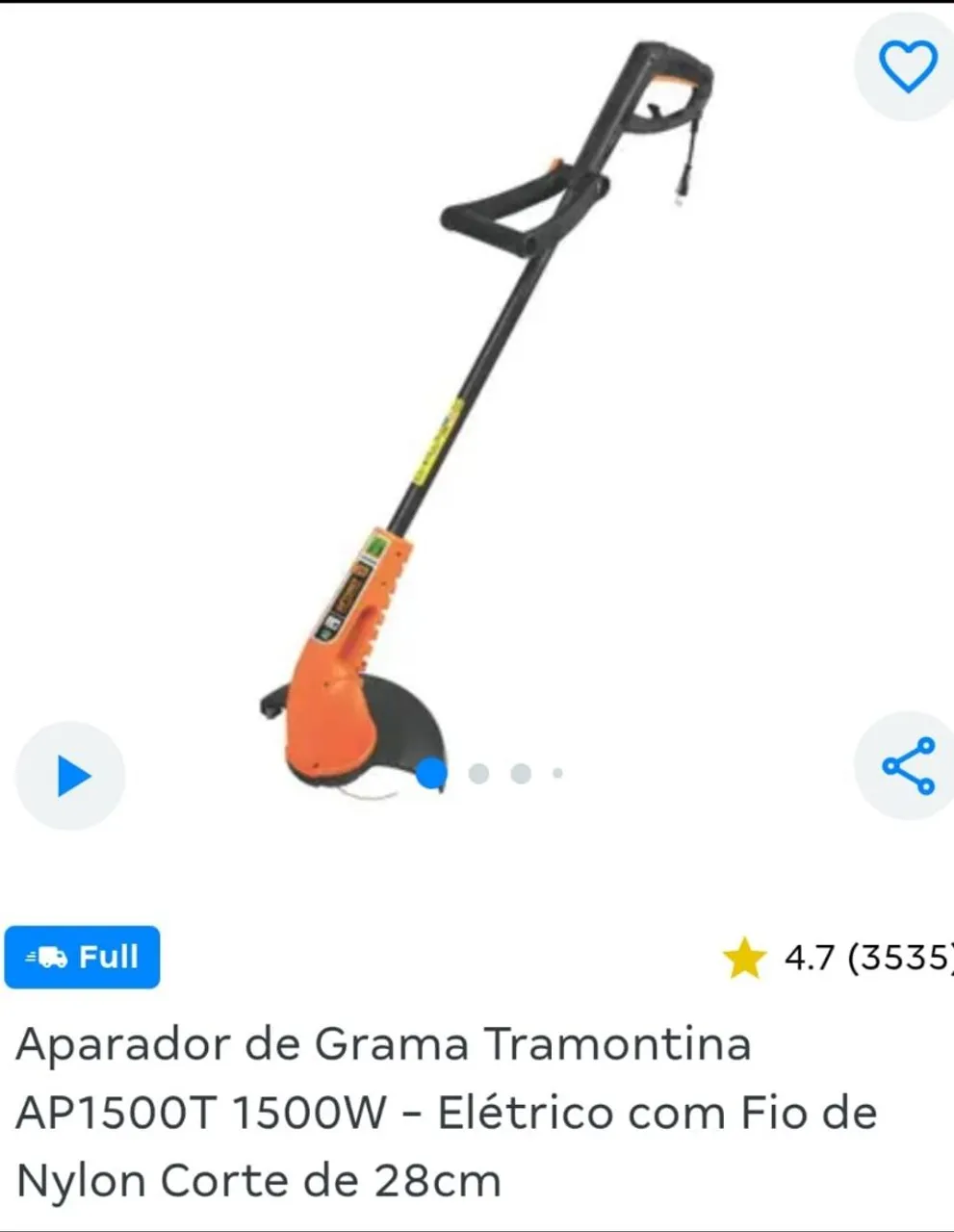 Aparador de Grama Elétrico Tramontina AP1500T