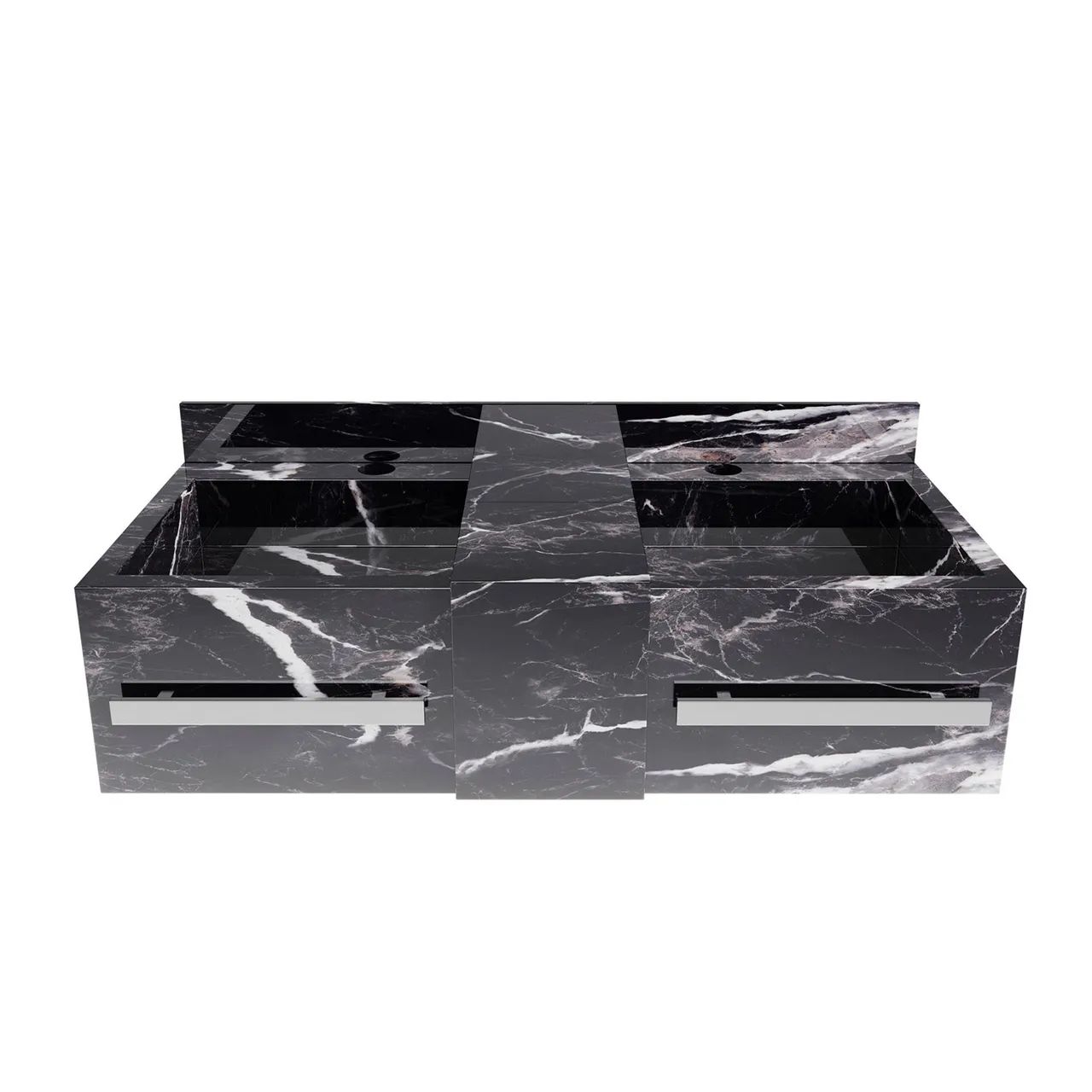 bancada pr banheiro porcelanato esculpida com 2 cubas 30x120x50cm  calacata Black bougut