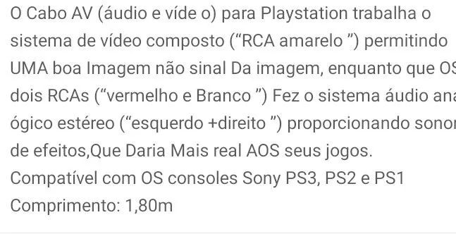 Cabo de Áudio RCA Ps1 PS2 e Ps3  - Foto 3