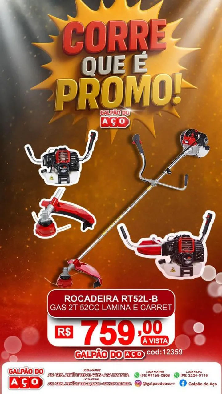 Roçadeira RT52L-B Gasolina 2T 52cc - Promoção Imperdível!
