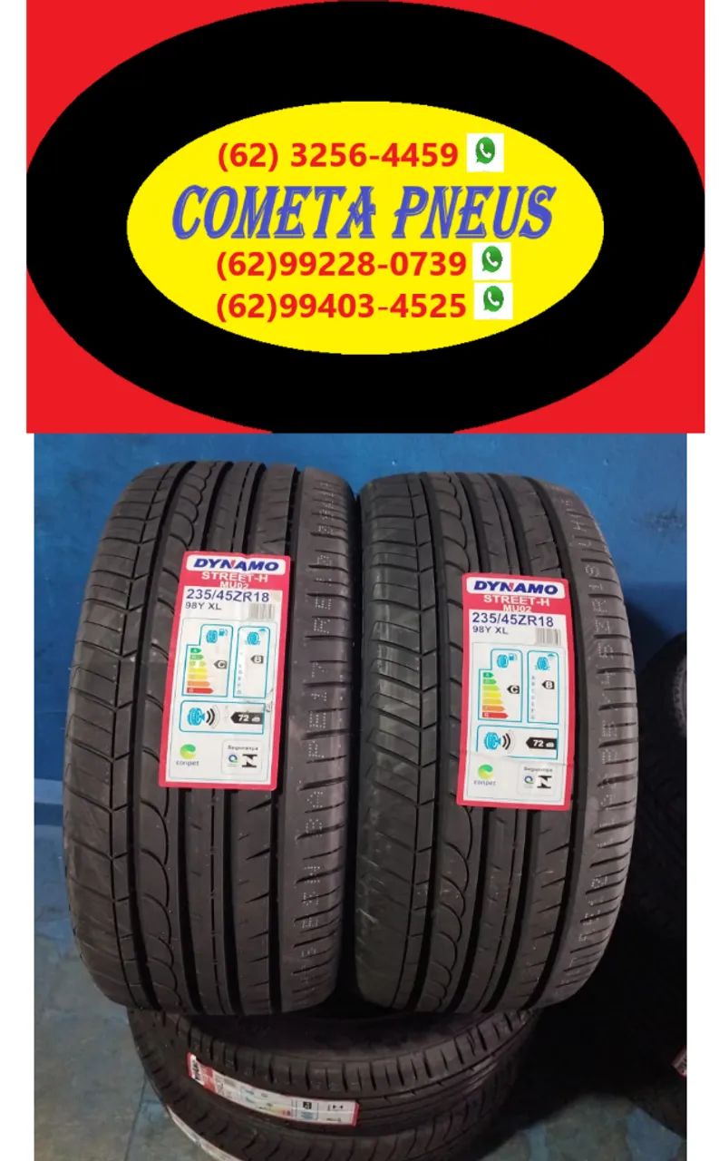 (4undisp) Kit com 2 Pneus aro 18 medida 235/45r18 marca  DYNAMO (original)
