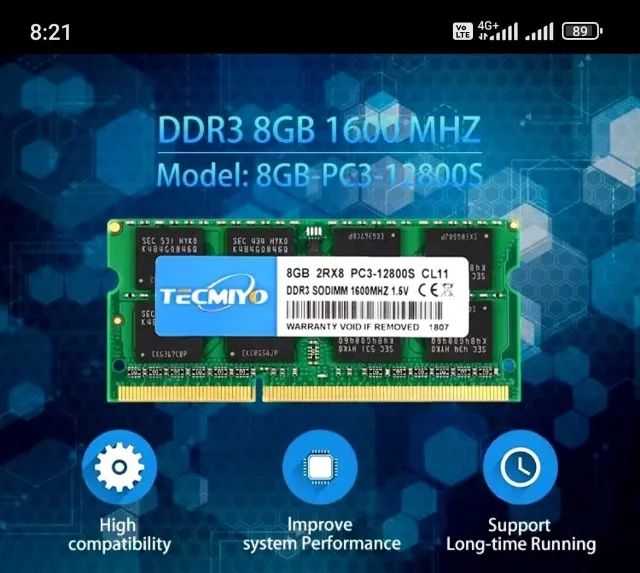 Memoria DDR3 8gb Tecmiyo 1600MHz Para Notebook - Foto 5