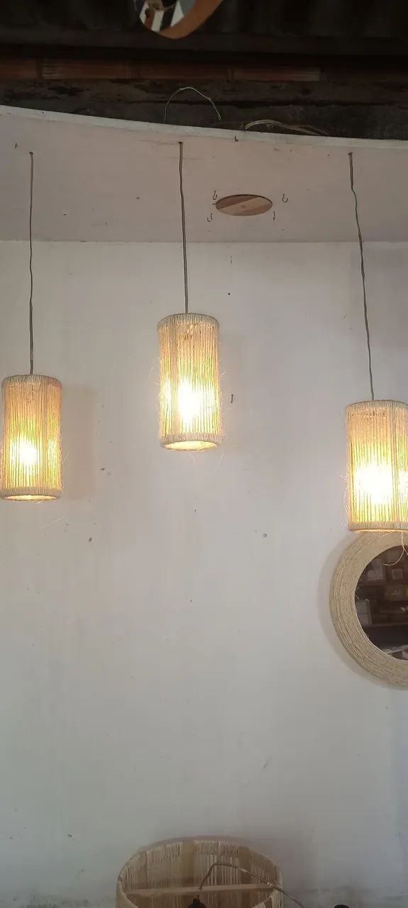 Super promoção luminária feita com fibra de sisal 38,00 cada  - Foto 2