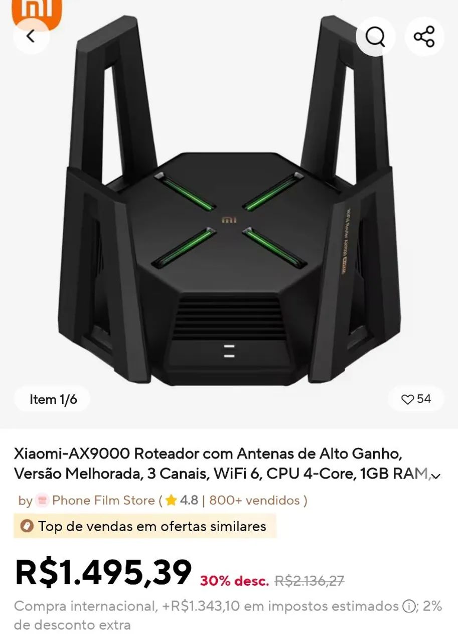 Roteador Xiaomi Wifi6 AC9000 - Foto 6