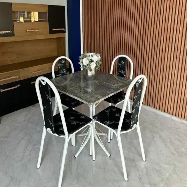 Mesa com 4 cadeiras Quadradinha Michelly c/4 Cadeiras 75x7565082642609025123