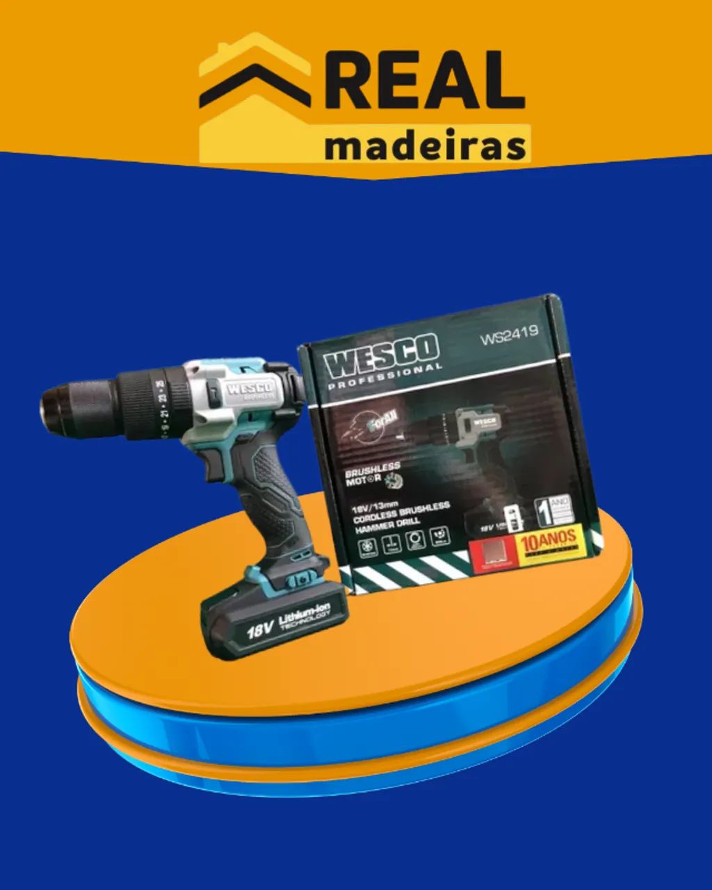 Furadeira Parafusadeira de Impacto Bateria 18V 2Ah Brushless 13mm (1/2") WS2419 - Foto 2