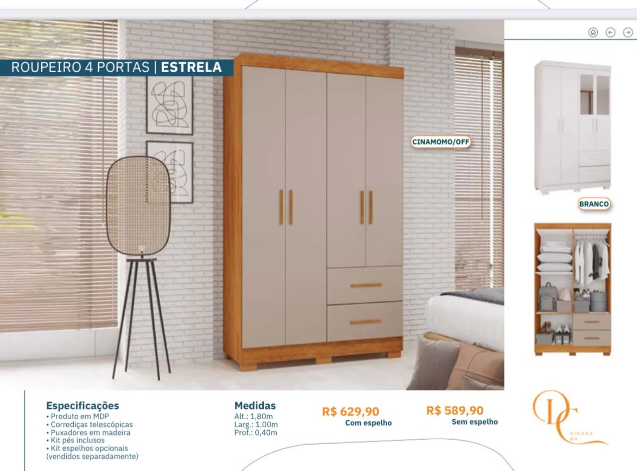 Guarda roupa solteiro sem espelho até 12x sem juros  - Foto 2