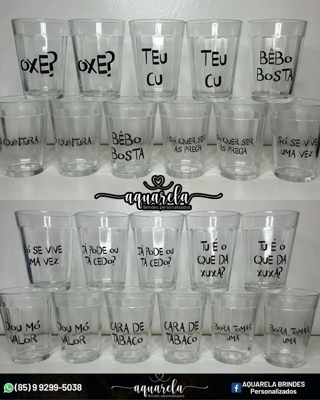 Kit de Copos Personalizados - Diversas Frases