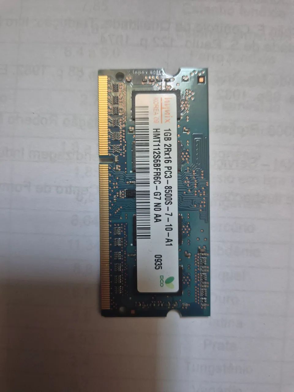 Memória RAM 1GB DDR3 para Notebook - Hynix