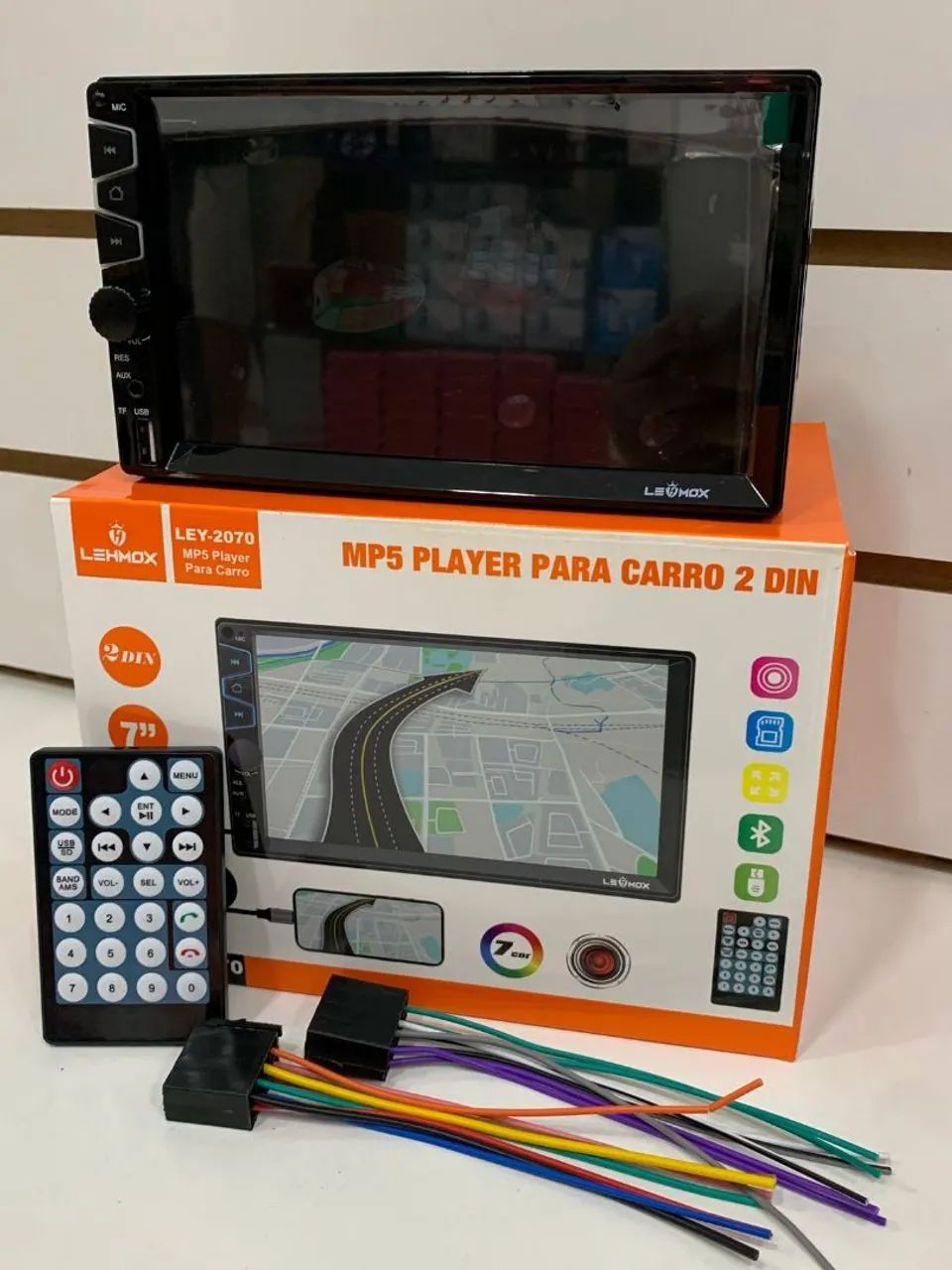 MP5 Player 2 Din 7 Polegadas Para Carro Bluetooth USB SD