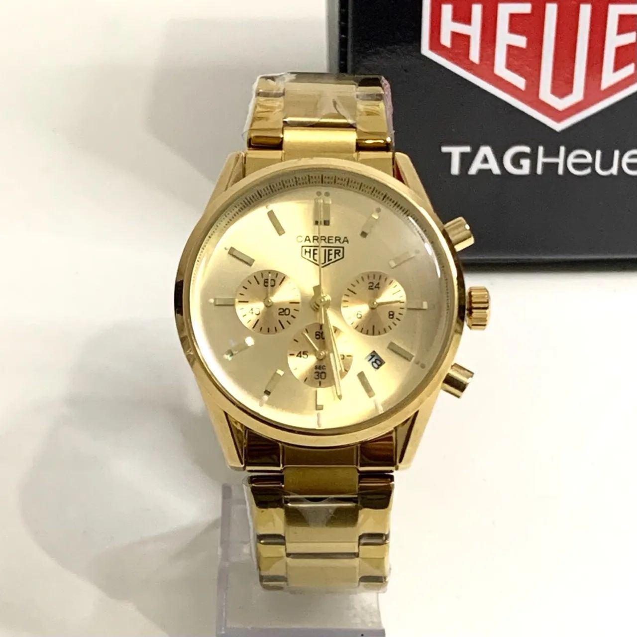 Relógio Tag Heuer Carrera Dourado 18k novo + caixa 