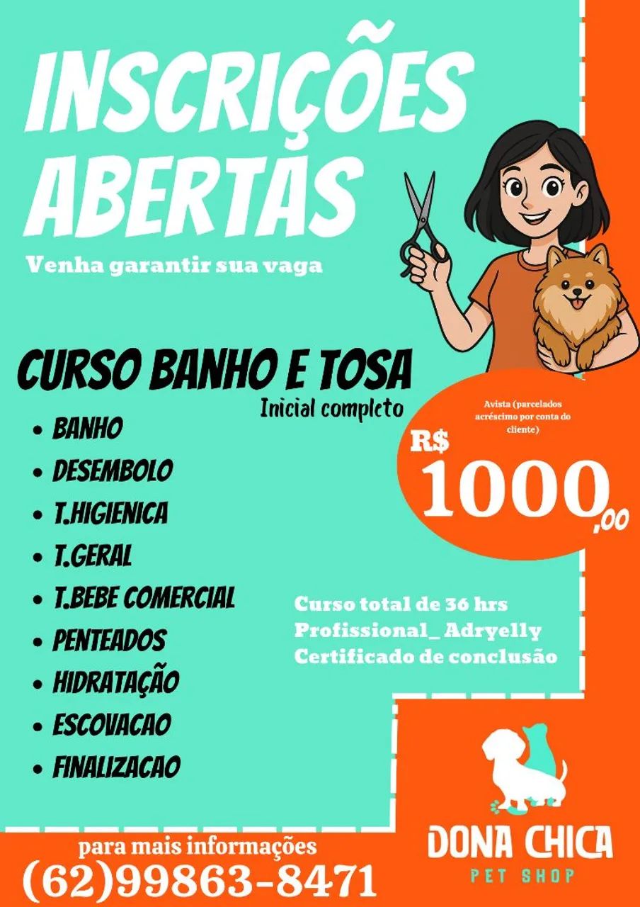 Curso profissionalizante banho e tosa