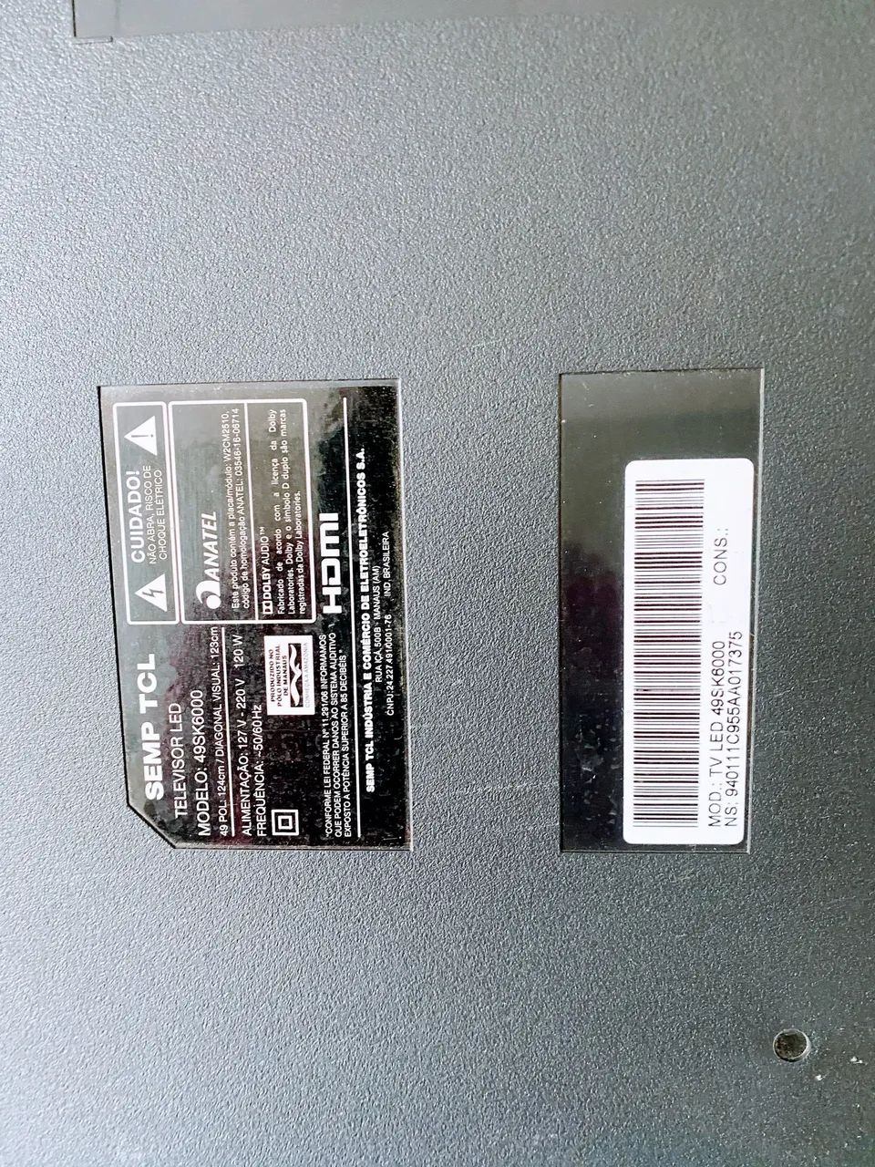 Tv SEMP TCL 49sk6000 (tela quebrada) - Foto 5