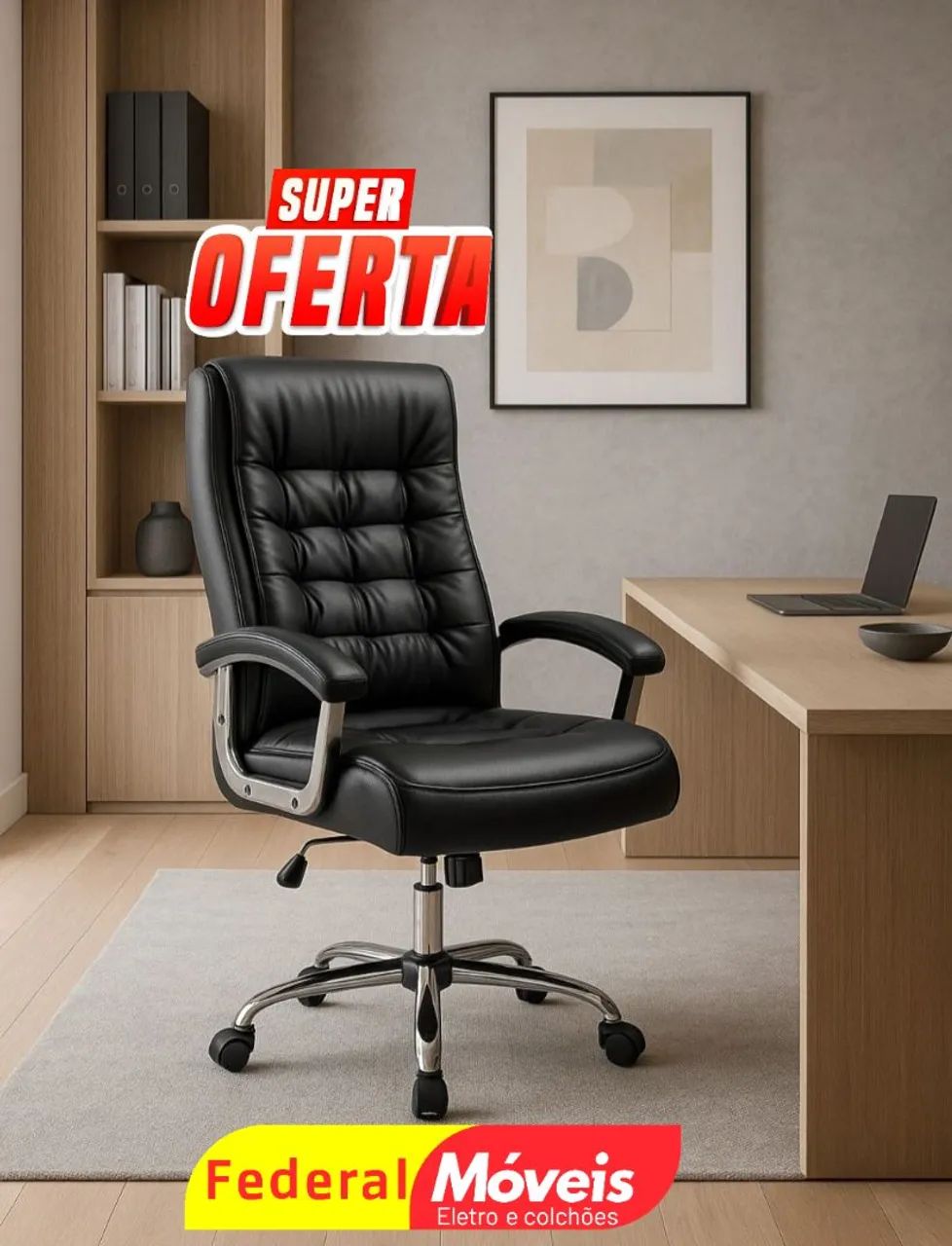 Cadeira Giratória Presidente Luxo - Conforto superior para longas horas de trabalho!