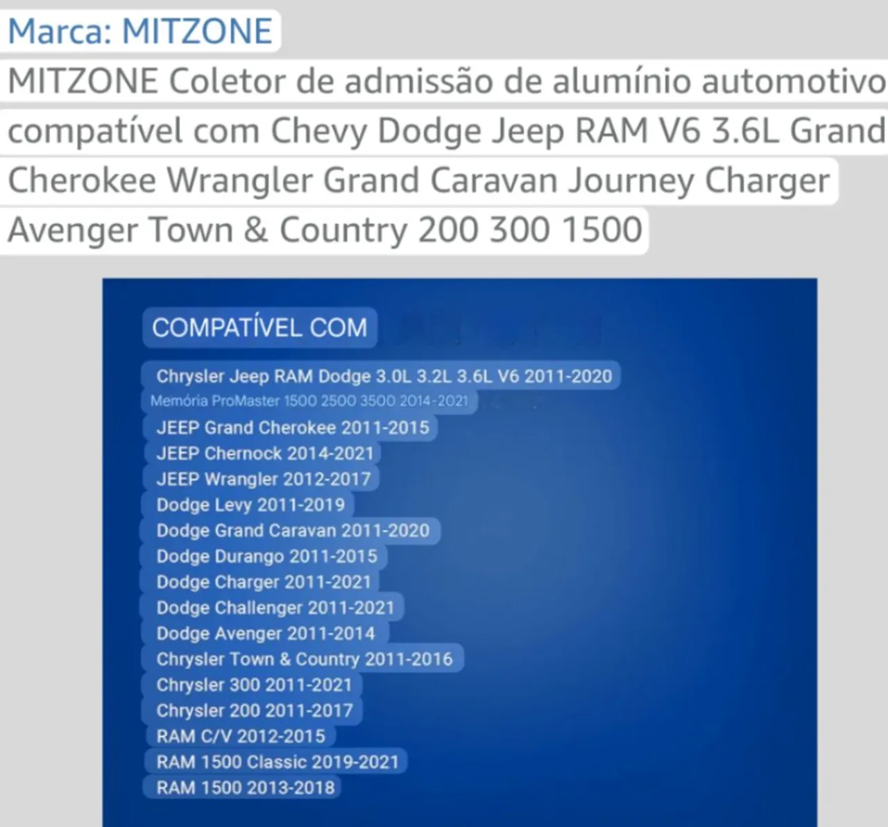 Coletor de Admissão Alumínio Automotivo - Chevy, Dodge, Jeep, RAM
