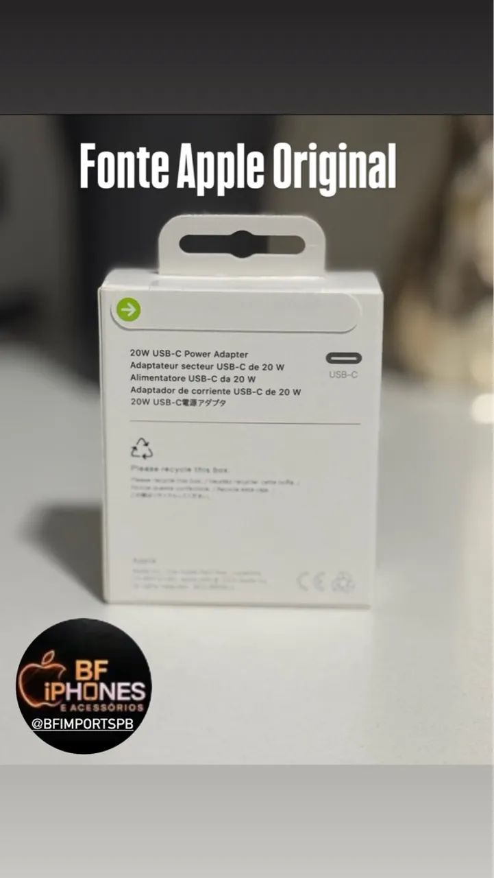 Carregador Fonte Apple 20W USB-C Original