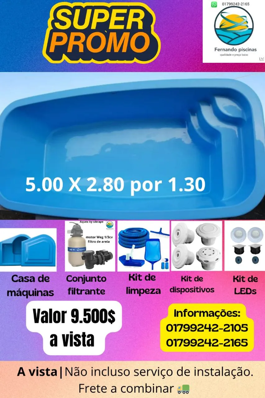 Piscina de fibra 5.00 X 2.80 por 1.39
