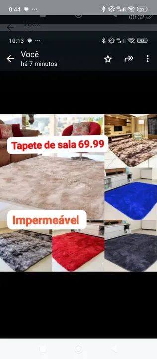 Tapete Peludo Impermeável - Diversas Cores