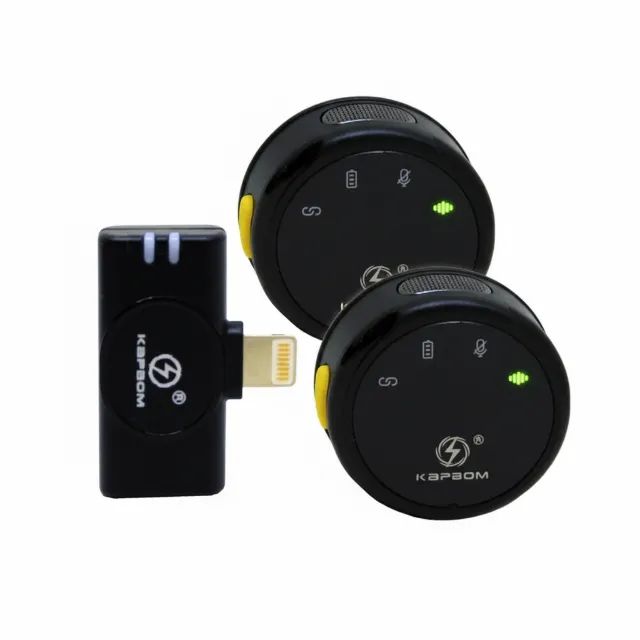 Microfone de Lapela Duplo Sem Fio Iphone KA-S2-IP Bluetooth Kit com 2 Unidades - Kapbom