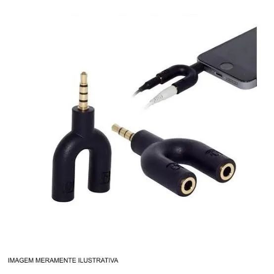 Adaptador Y P2 para fone de ouvido e microfone