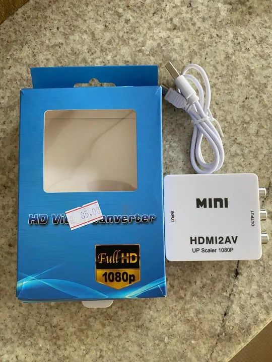 Conversor HDMI -Novo - para AV Mini - Full HD 1080p