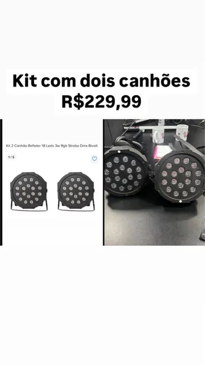 Kit 2 Canhões de Iluminação LED 18x3W RGB Strobo DMX Bivolt