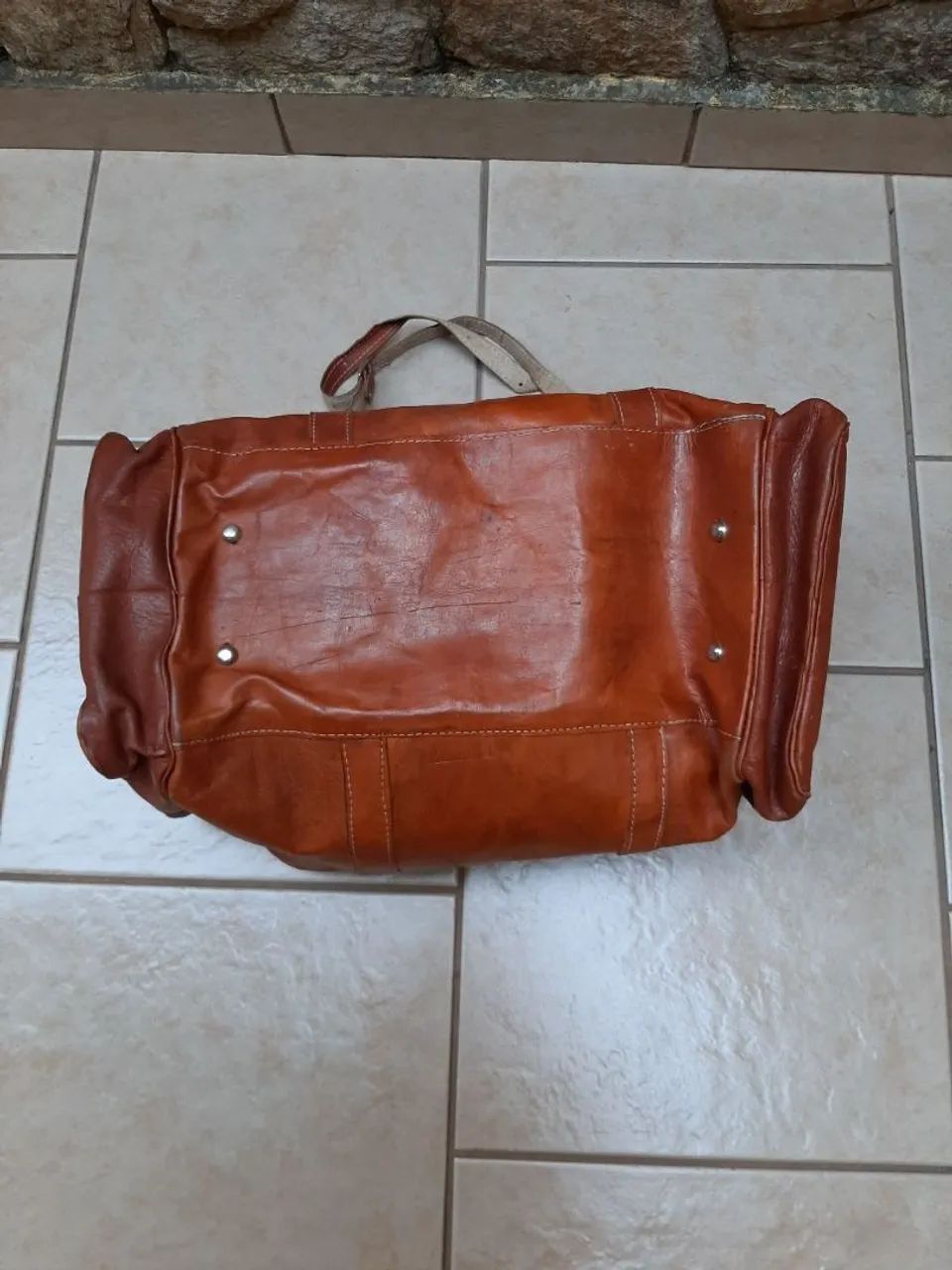 Bolsa de couro marrom vintage - Foto 2