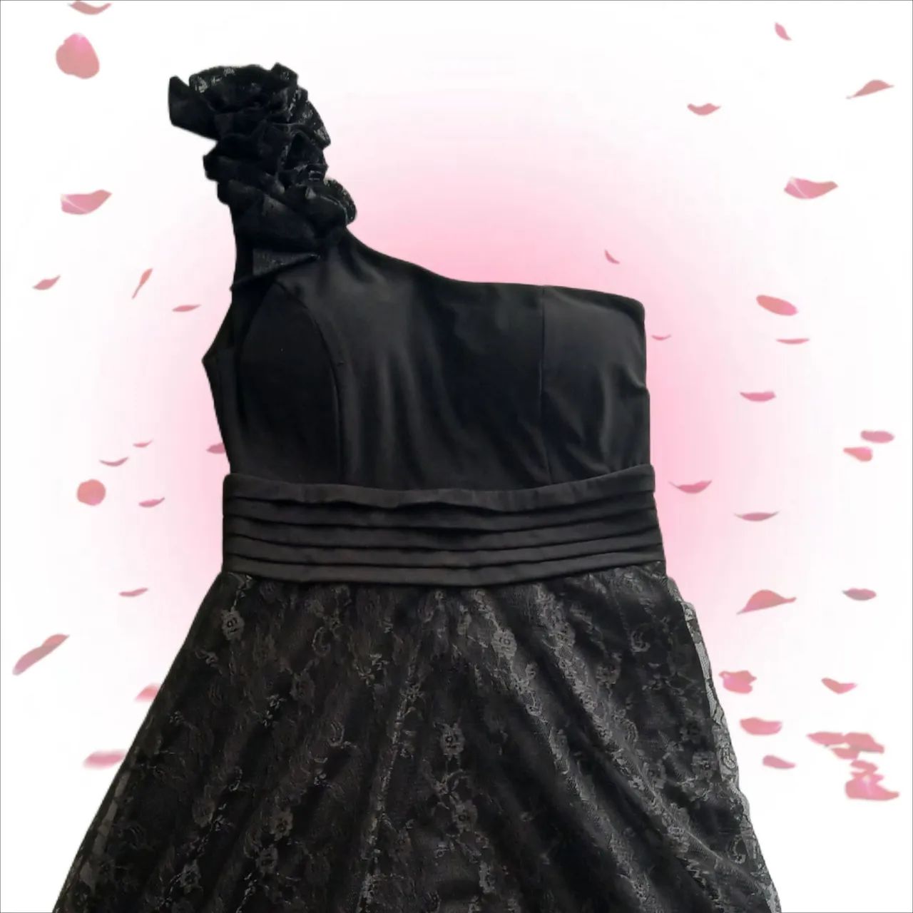 Vestido rendado alça unilateral  - Foto 2