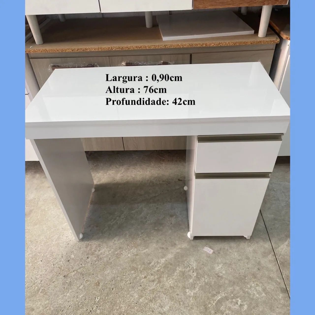 Escrivaninha Branca com Gavetas - 90cm