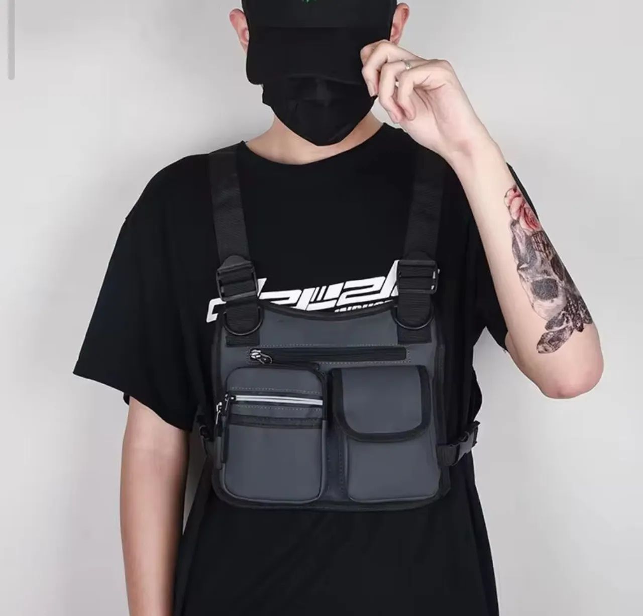 Pochete Peito Masculina - Estilo Streetwear - Azul - Foto 5