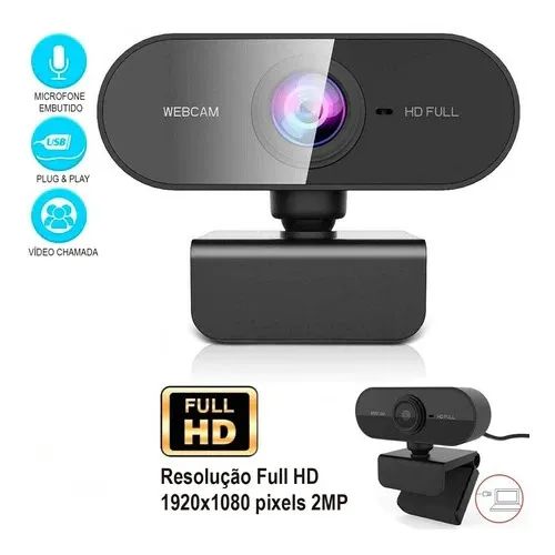 Webcam Câmera Full Hd Computador 1080p Usb Visão 360º Videoconferência Vídeos PC Notebook - Foto 2