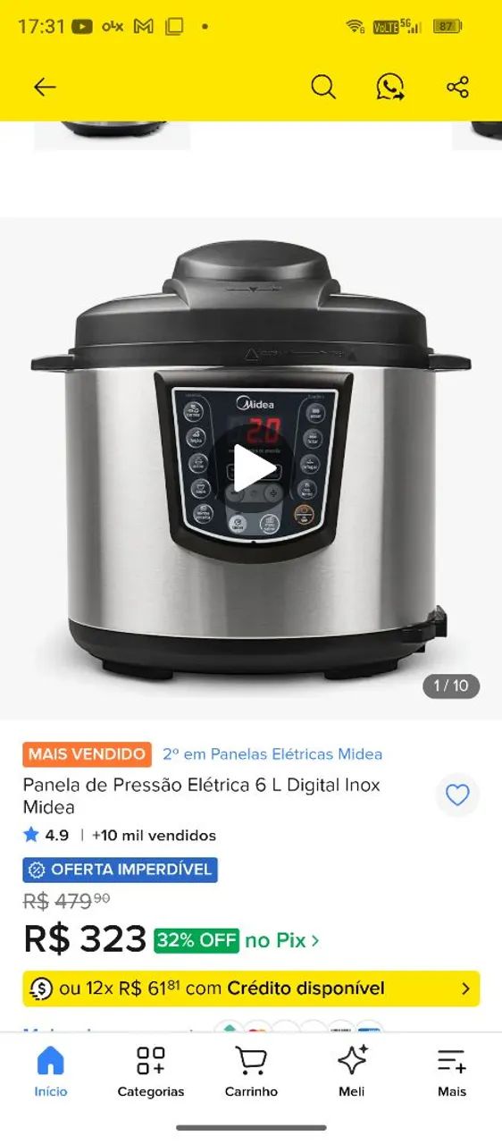 Panela de pressão elétrica MIDEA NOVA NA CAIXA