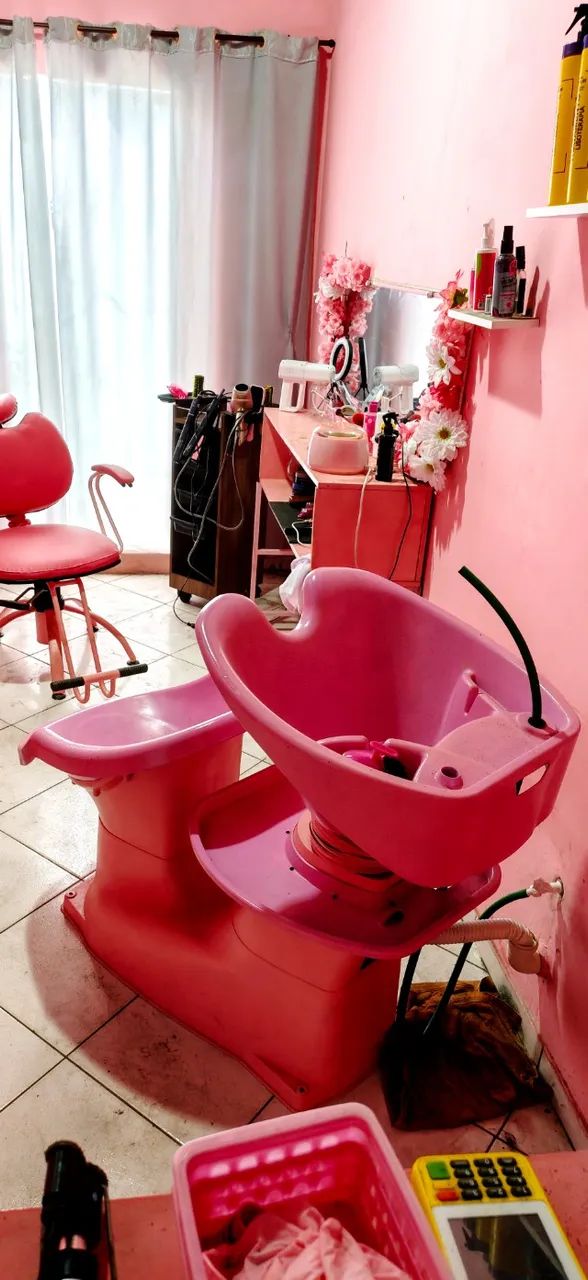 Lavatório de salão na cor rosa - Foto 2